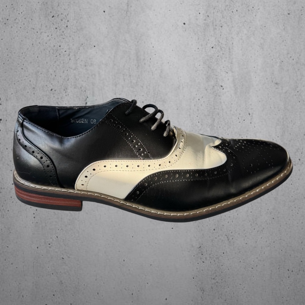 Parrazo “Wooden” Two Tone Wingtip Oxfords Perforated Lace Up Dress Shoes 9.5